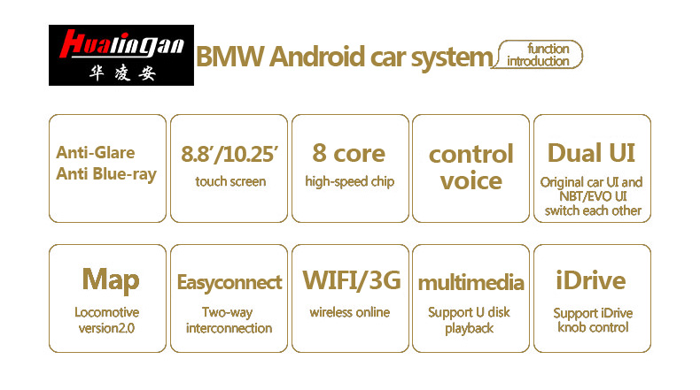 Hualingan For BMW X5 /X6 CCC 8.8 inch Android car multimedia system MTK Core 4G internet 64G storage WIFI Carplay