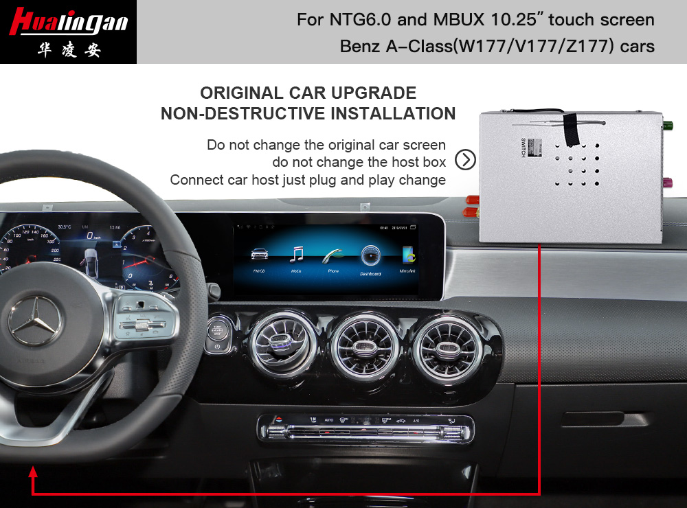 For Android Auto Mercedes A class MBUX W177 Wireless Carplay V177 Fullscreen Video in Motion Android Multimedia Navigation With 10.25 inch touch screen 
