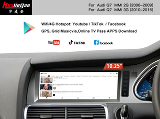 Car Multimedia Player For Audi Q7 4L RHD (2010-2015) Android 10.25 Installation GPS Satnav Navigation Wifi Radio Stereo Apple Carplay Android Auto Audio Adapter