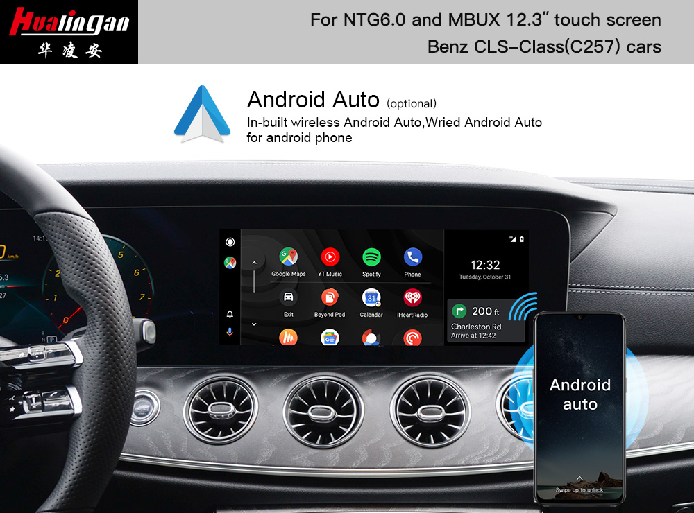 For C257 Mercedes CLS Update MBUX System Android 6+128G Wi-Fi Hotspot Android Auto Apple Carplay Sat Nav With 10.25-12.3 Inch Touch Screen