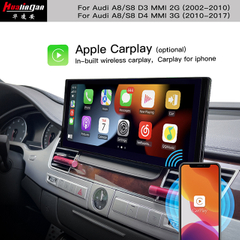 Audi A8 S8 MMI 2G 12.3" Touchscreen Android GPS Navi CarPlay Stero Bluetooth With 4G Front And Rear AHD Camera 