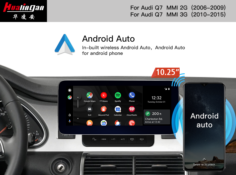 Audi Q7 4L MMI 3G Android 10.25 Installation Navigation System Music System Apple Carplay Wireless Android Auto Bluetooth Audio Vehicle Backup Camera Wifi 