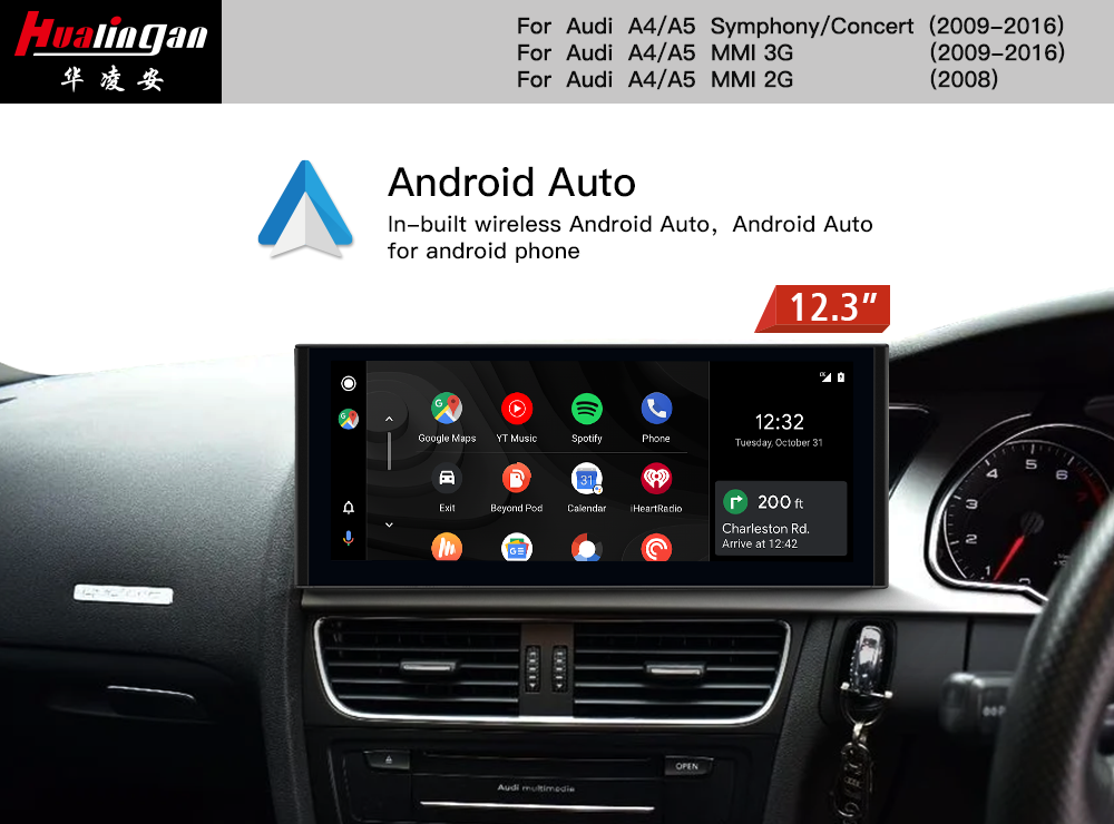 for Audi A4/S4/RS4 8K B8 (RHD) Concert Symphony 12.3” Blu-Ray Touchscreen GPS Navi Wireless CarPlay Android Auto Vehicle Backup Cameras Radio Bluetooth 