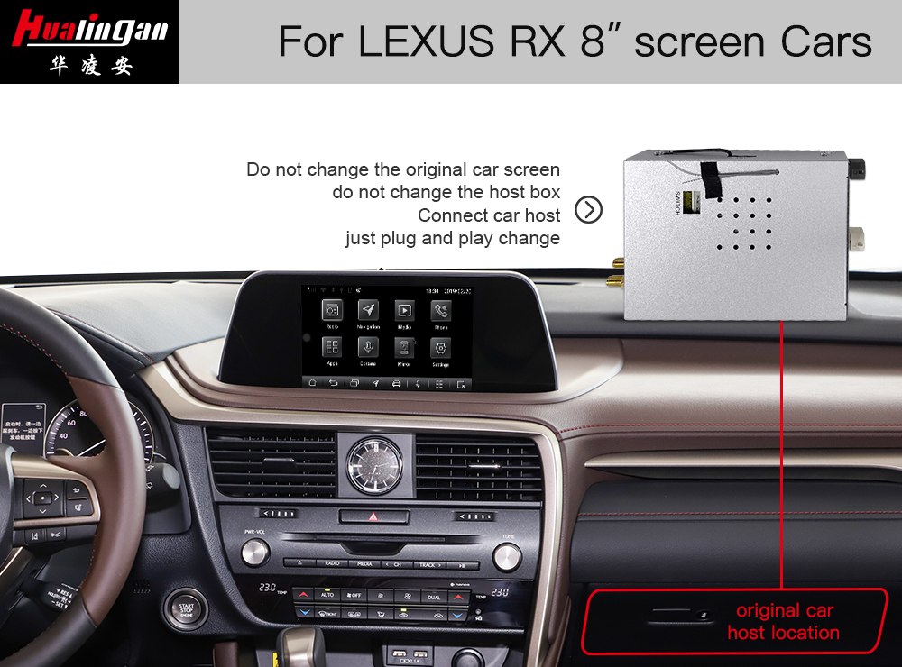 Lexus RX 350 RX 450h 8 /12.3 inch Screen Upgrade CarPlay Ai BOX Android 12 Android Auto Fullscreen Mirroring Wifi Video in Motion Navigation Maps Reversing Camera Video Interface 