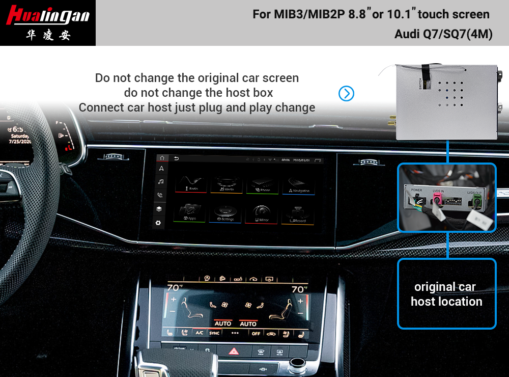 Wireless Apple Carplay Audi Q7 SQ7 4M MIB2 Android 12 Car Ai BOX Android Auto Wireless Full Screen Mirror Car Multimedia Navigation Google Maps AHD Camera Video Music Auto Android 