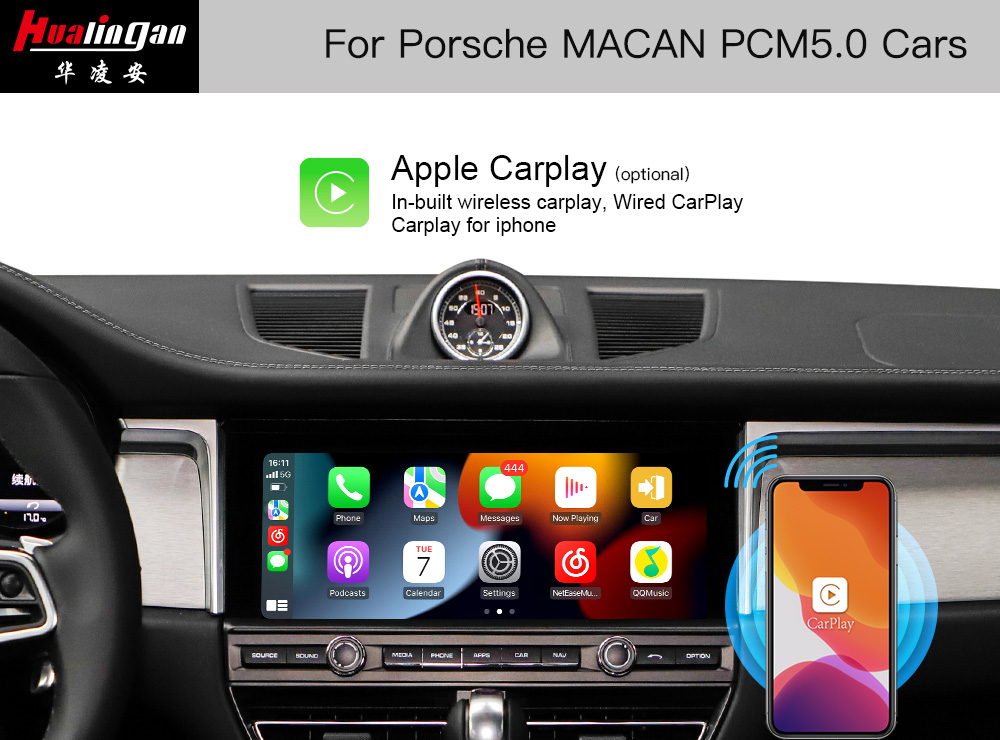 Porsche Macan PCM 5.0 Wireless Apple CarPlay Android Auto Full Screen Mirroring Google Maps 