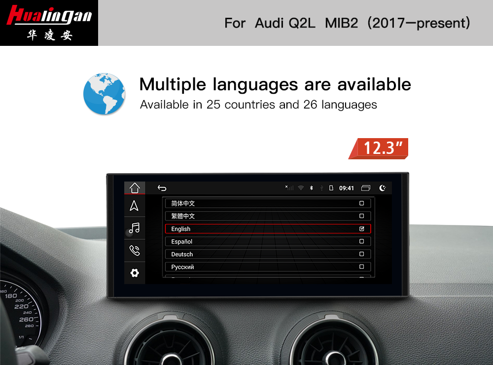 12.3 Inch Blu-Ray Touchscreen for Audi Q2 SQ2 MIB2 Android 12 USB GPS Navigation Wireless CarPlay Bluetooth 4G Wifi Multimedia Music Youtube Obd2 Scanner
