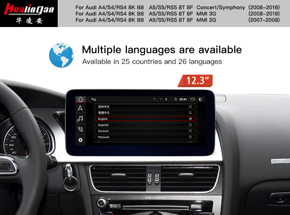 10.25 inch Touchscreen for Audi A5/S5/RS5 8T Mmi 3G Wifi 4G USB Navigation Apple Carplay Android Auto Multimedia Musicvia Video Instagram Head Unit Upgrade