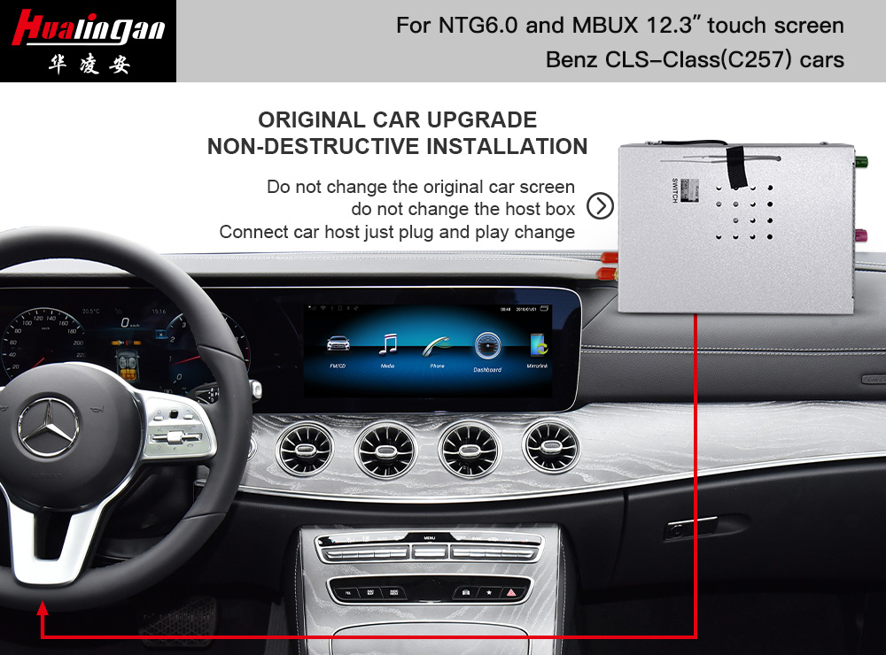 Audroid Auto Mercedes CLS C257 Apple CarPlay Screen Upgrade MBUX Multimedia with 10.25 Touchscreen Fullscree Screen Mirroring Upgrade AHD Camera Video Youtube 