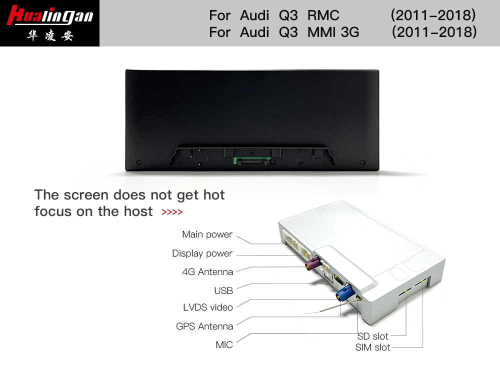for Audi RS Q3 /RS Q3 RMC 12.3”Blu-Ray Touchscreen Apple Caplay Fullscreen Android Mirroring Bluetooth 4G GPS Navigation Wired Android Auto APPS Download 