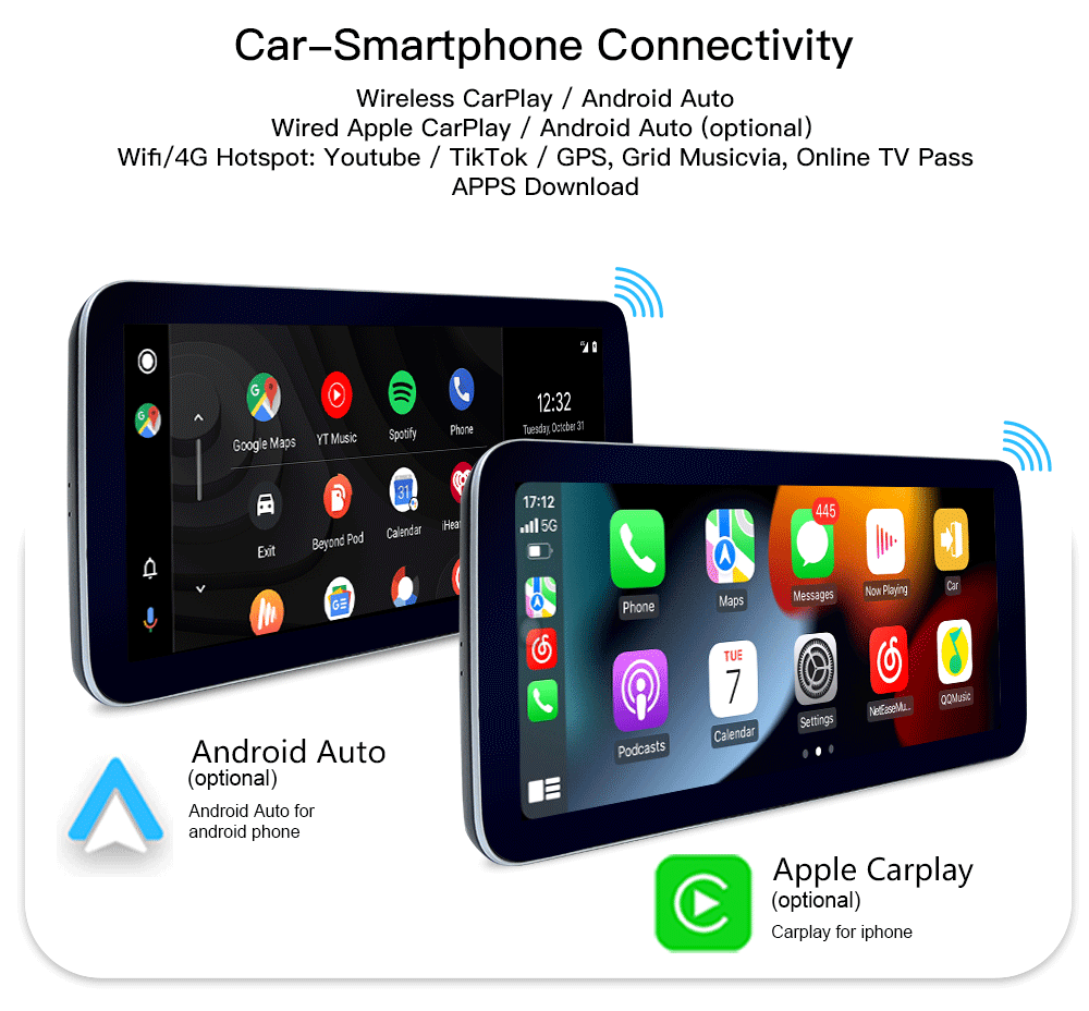 Hualingan Mercedes C-Class NTG4.5 NTG4.7 W204 S204 C204 Android 12.3 Inch Screen Upgrade Touch Wireless Apple CarPlay Full Screen Android Auto Mirror Multimedia Navi Wifi Camera