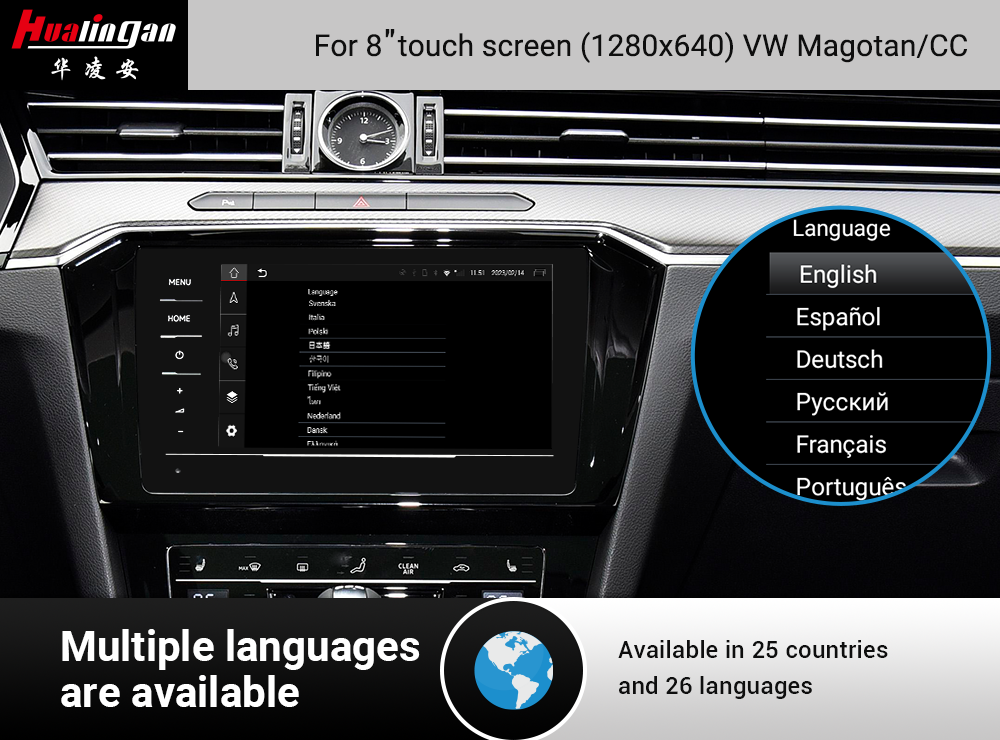 Hualingan Volkswagen CC Apple CarPlay BOX Android Auto 8”1280*640 Touch Screen Upgrade Android 12 Full Screen Mirror Wireless CarPlay Ai Box Google Maps Rear View Camera in Car 