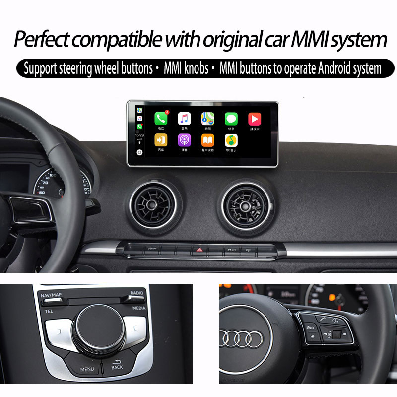 10.25"Blu-ray Anti-glare Audi A3 MMI 2G Car Stereo Multimedia Android Screen Mirroring AHD Camera Aux