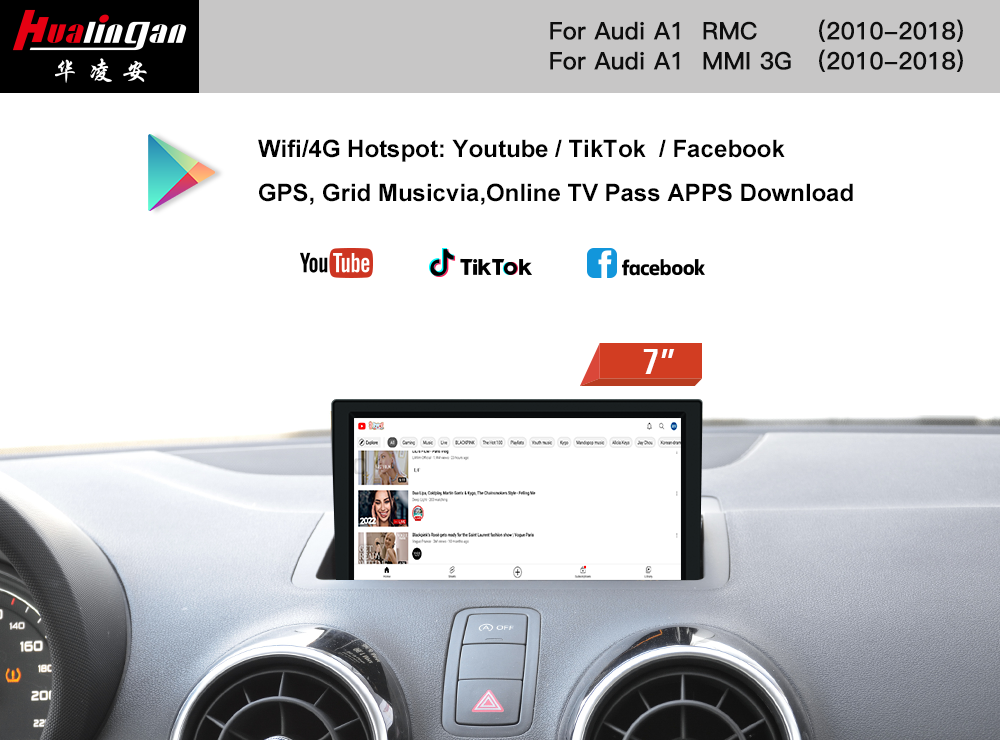 Autoradio 7.0 inch Android 12 Audi A1 8X MMI 3G Apple Carplay SWC Mirrorlink GPS Live Navigation Bluetooth DAB Audio Radio Wired Audroid Auto Obd2 Scanner    
