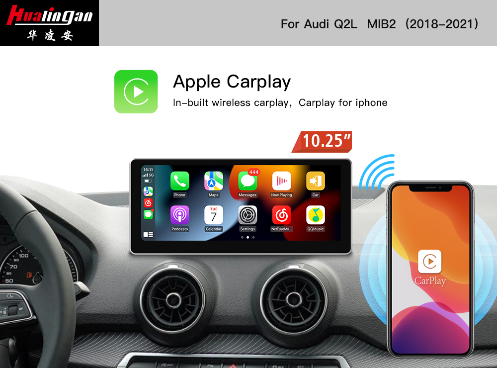 For Audi Q2 SQ2 MIB2 Android 12 Navi Multimedia 10.25”touch Screen Head Unit Apple Carplay Android Auto MirrorLink Autoradio Update Car Dash Camera 