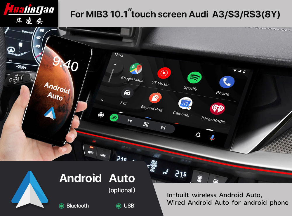 Hualingan Wireless Apple CarPlay for Audi MIB 3 A3 S3 RS3 (8Y) Android