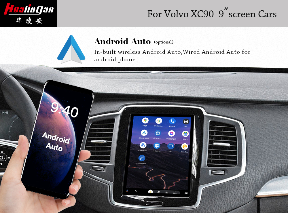 VOLVO XC90 Apple CarPlay Full Screen Auto Android Ai BOX Mirror Car Back Camera Android 12 Wireless Android Auto Adapter Wireless Apple Carplay Adapter 9 Inch Screen Upgrade 