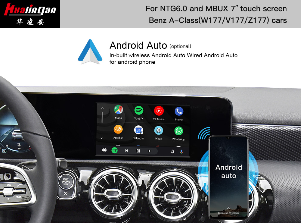 Android Navigation W177 V177 for Mercedes-Benz A-Class 7” Instrument MBUX Screen Upgrade Carplay Autoradio Audio Video Youtube 4G Bluetooth Music APPS Download