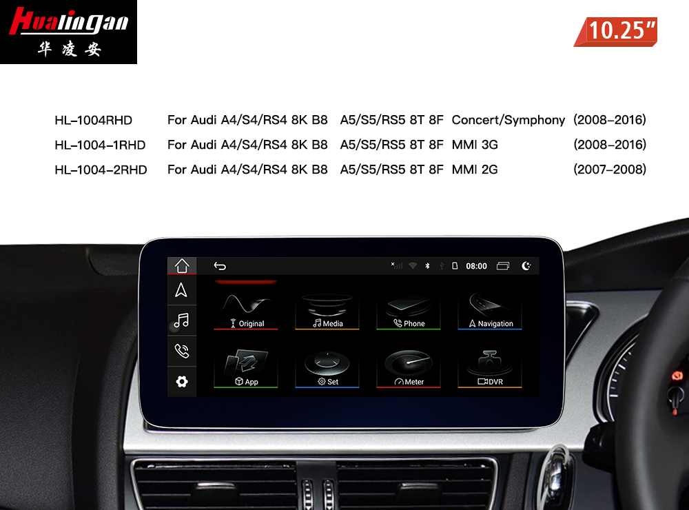 10.25”Touchscreen for Audi A5 S5 RS5 8T (RHD) Mmi 3G GPS Live Navigation Carplay Android Auto Multimedia Musicvia Facebook Internet Radio Aftermarket Stereo 