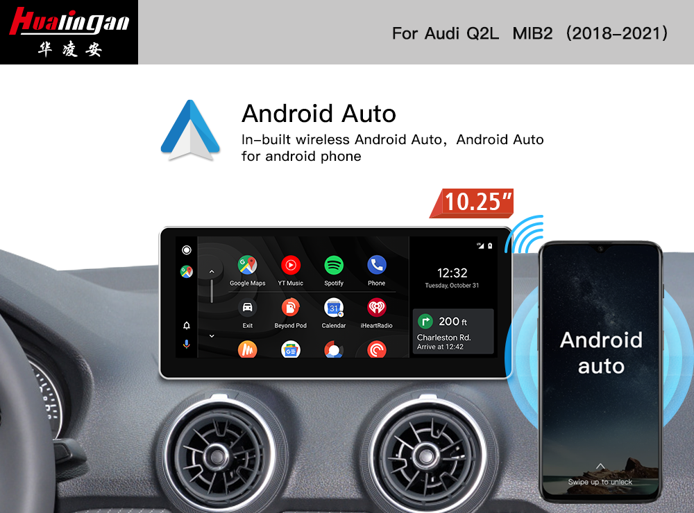 For Audi Q2 SQ2 MIB2 Android 12 Navi Multimedia 10.25”touch Screen Head Unit Apple Carplay Android Auto MirrorLink Autoradio Update Car Dash Camera 