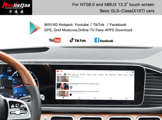 Wireless Apple Carplay MBUX Mercedes GLS X167 Android Auto Fullscree Screen Mirroring Upgrade MBUX Multimedia System 10.25 Inch AHD Camera Wi-Fi Video Youtube 