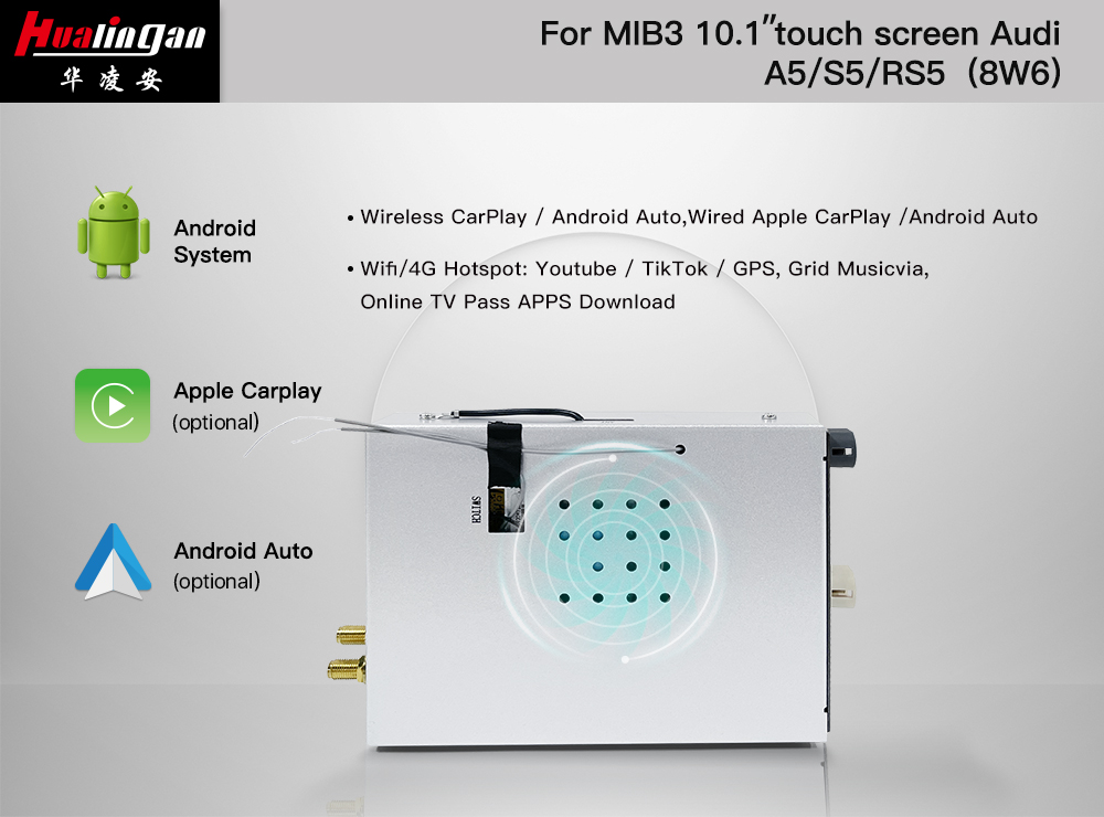 Hualingan Audi A5 S5 RS5 MIB3 CarPlay AI BOX Retrofit Android BOX Maps